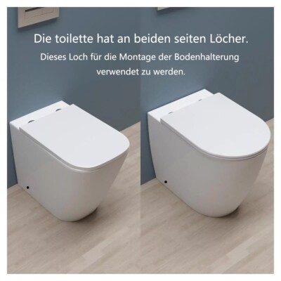 AICA Badezimmer  Spülrandloses Stand-Wc Toilette Mit Slim Soft-Close-Sitz WeiB