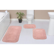 Radiant Collection 100 Cotton Bath Rugs Set, 3-Pcs Set with Runner, Pink Free S