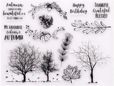 Trees Autumn Day Fall Happy Birthday Nuts Rubber Stamps Clear Stamps for Christm