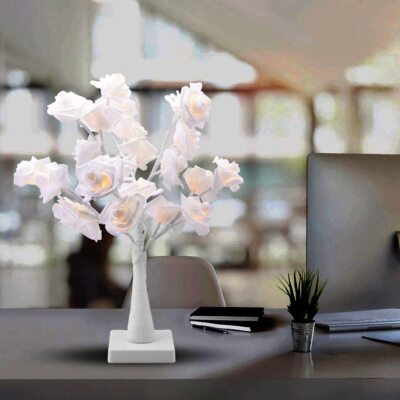 LED Rosenbaum Lampe Künstlich Bonsai Baum Licht Dekoleuchte USB Batteriebetriebe