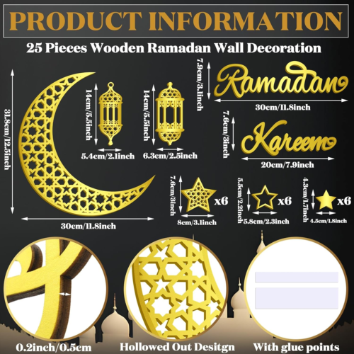 23 Pcs Ramadan Decorations for Home 2025 Ramadan Eid Mubarak Wall Decor Islamic - Picture 2 of 12