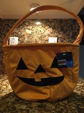 Halloween Pumpkin Tote-Trick or Treat Bag w/Handle- Plush Holiday, Retail 19.99