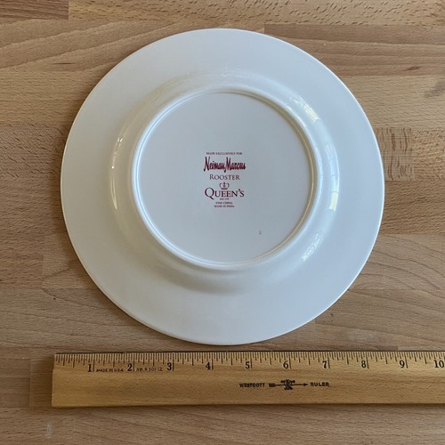 Nieman Marcus Queen's Rooster Red and White Salad Plate 8.5" - Picture 2 of 2