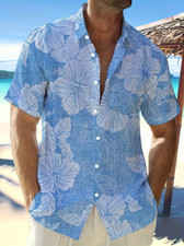 Men's Short Sleeve Button-Up Shirt Fancy Print Casual Summer Hawaiian Beachwear