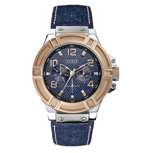 Orologio Uomo Multifunzione GUESS W0040G6 con Cinturino in Tessuto Jeans |  eBay