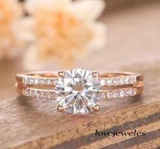 2.31CT Round Cut Lab-Created Diamond Engagement Wedding Ring 14K Rose Gold Over