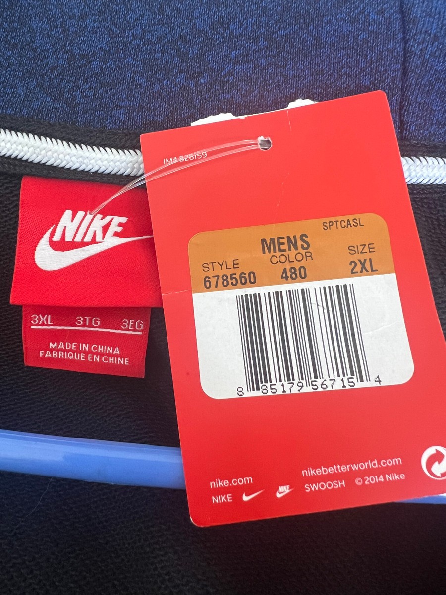 RARE Nike AW77 French Terry Blue Full Zip Hoodie SIZE 3XL RARE Nike AW77 French Terry Blue Full Zip Hoodie SIZE 3XL