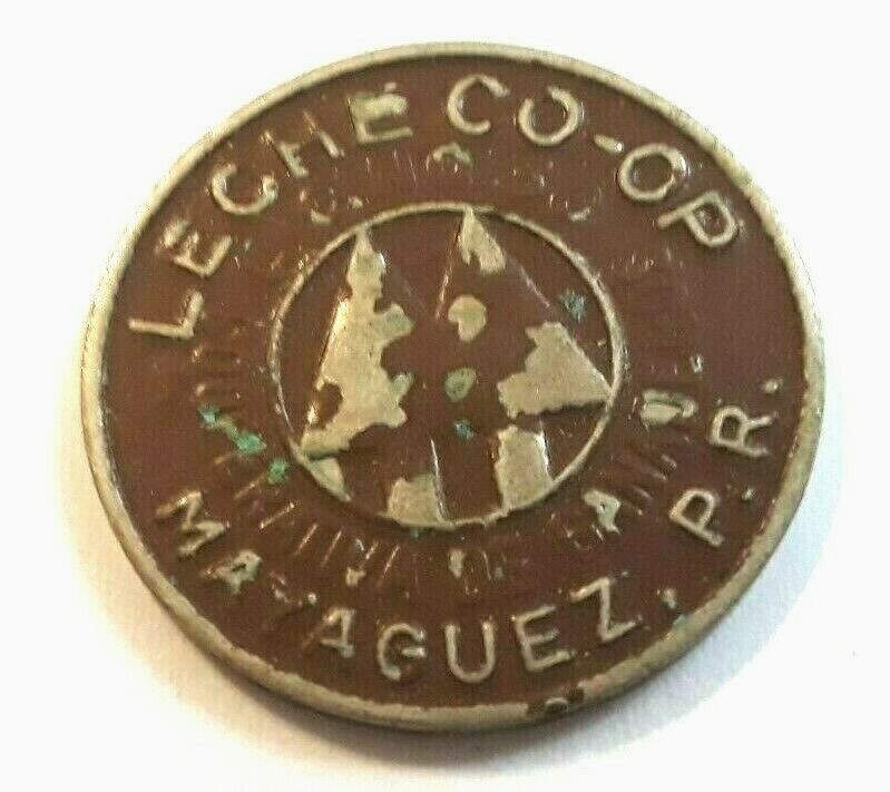 Ficha BROWN LECHE COOP Milk Dairy Cocoa token MAYAGUEZ Puerto Rico vale coin old
