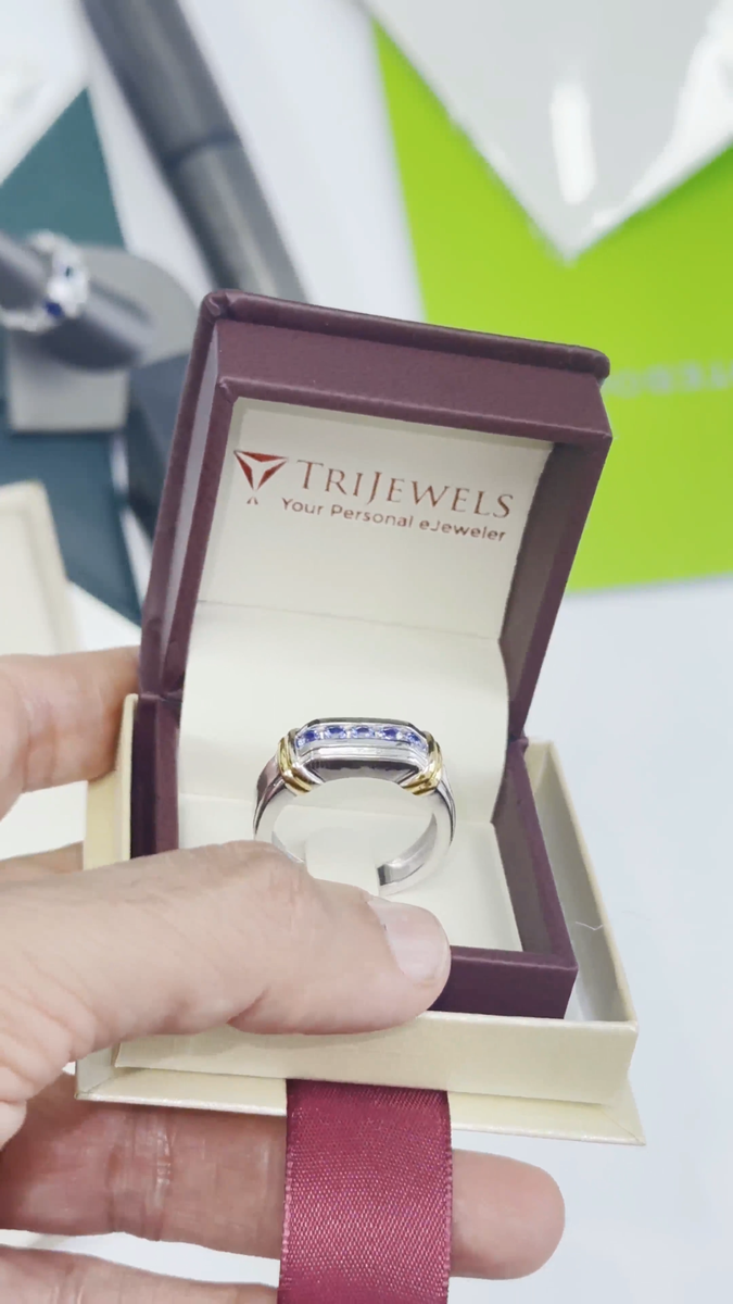 Round Tanzanite Stone Men Wedding Ring 1/2 ctw in 14K Gold JP