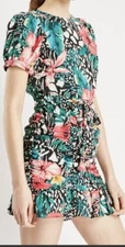 Ex Dorothy Perkins Tropical Ruched Mini Dress Sizes 8 10 12 14 16 18 RRP £35