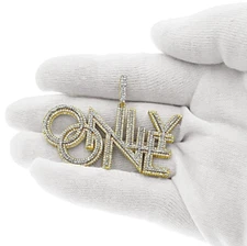 4.37 Cttw Round Diamond ONLY ONE Charm Mens Pendant 10k Yellow Gold