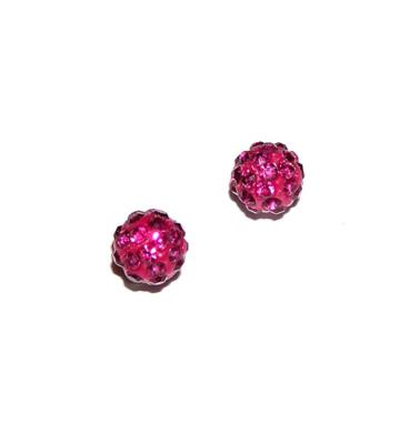 EARRINGS ST Posts Studs 10MM Rhinestones Galore FUCHSIA PINK RS DISCO BALLS
