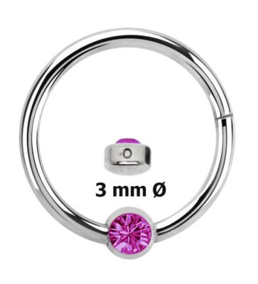 Piercing Anello Per Labbra Bcr 1,2mm Clicker Cerniera E 3mm - Foto 5