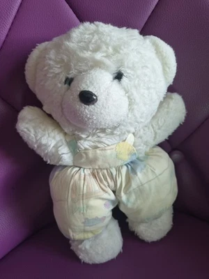 Doudou Peluche Ours Blanc Nounours Ancien Modèle 25 Cm - Photo 1/2
