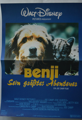 P322/2  Kinoplakat (30 x 42 cm)  Walt Disney's BENJI Sein größtes Abenteuer