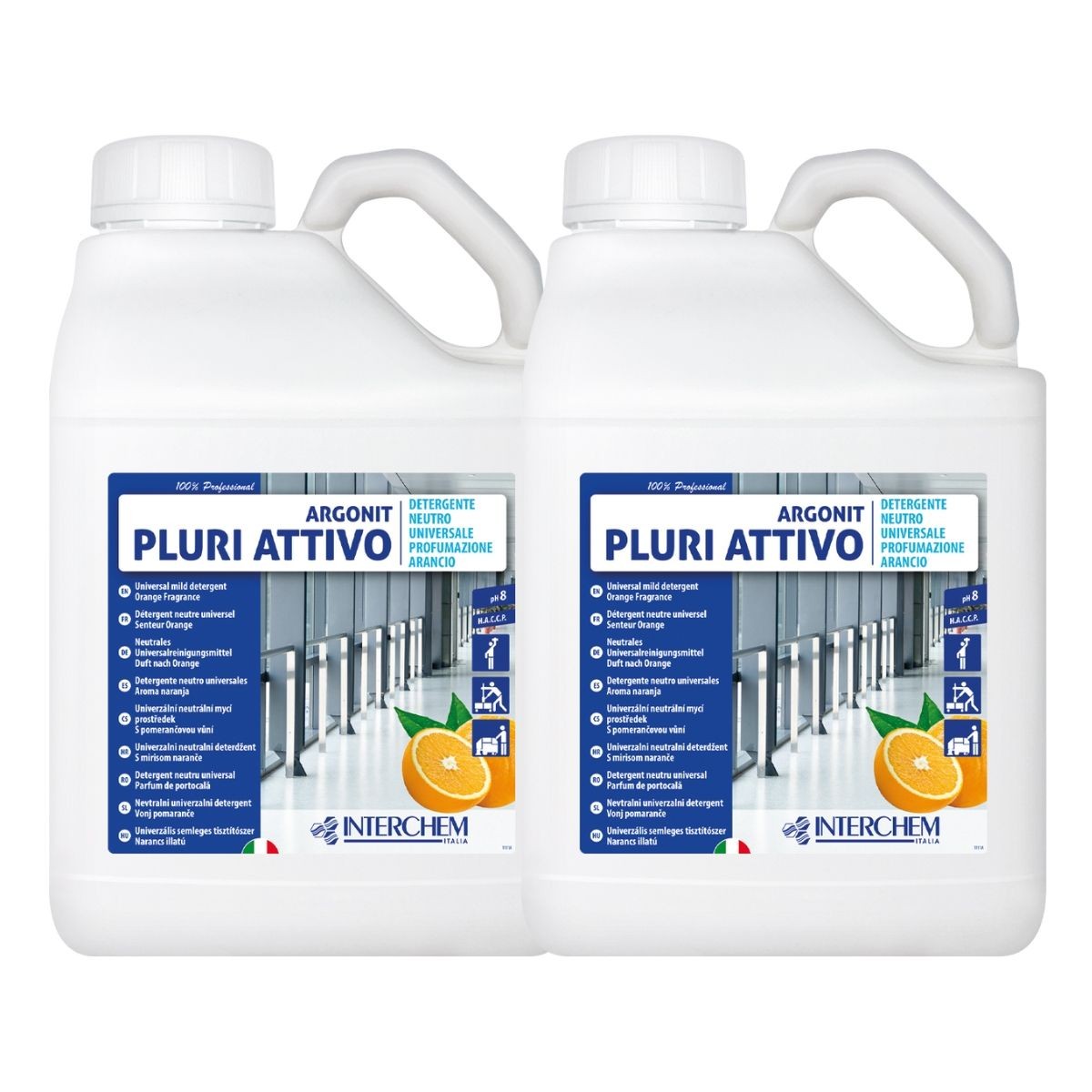 Interchem Argonit Pluriattivo 5 L, Sgrassante Universale Profumato 2 Pezzi