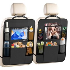 2 Pack Car Backseat Organizer with Touch Screen Tablet Holder,6 Storage Pocke...