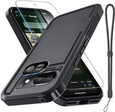 Google Pixel 10a Rugged Heavy Duty Shockproof Case with Screen Protector Lanya