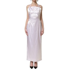 DOLCE & GABBANA Dress White Satin Halter Backless Long Gown IT40/US6/S 3680usd