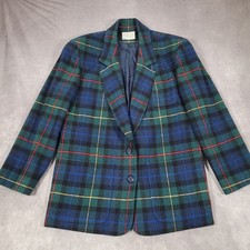 Vintage Pendleton Blazer Womens 14 Multicolor Plaid 100 Wool Lined Tartan USA