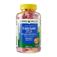 Spring Valley Calcium 500 mg Plus Vitamin D 25 mcg Bone Health 100 Count
