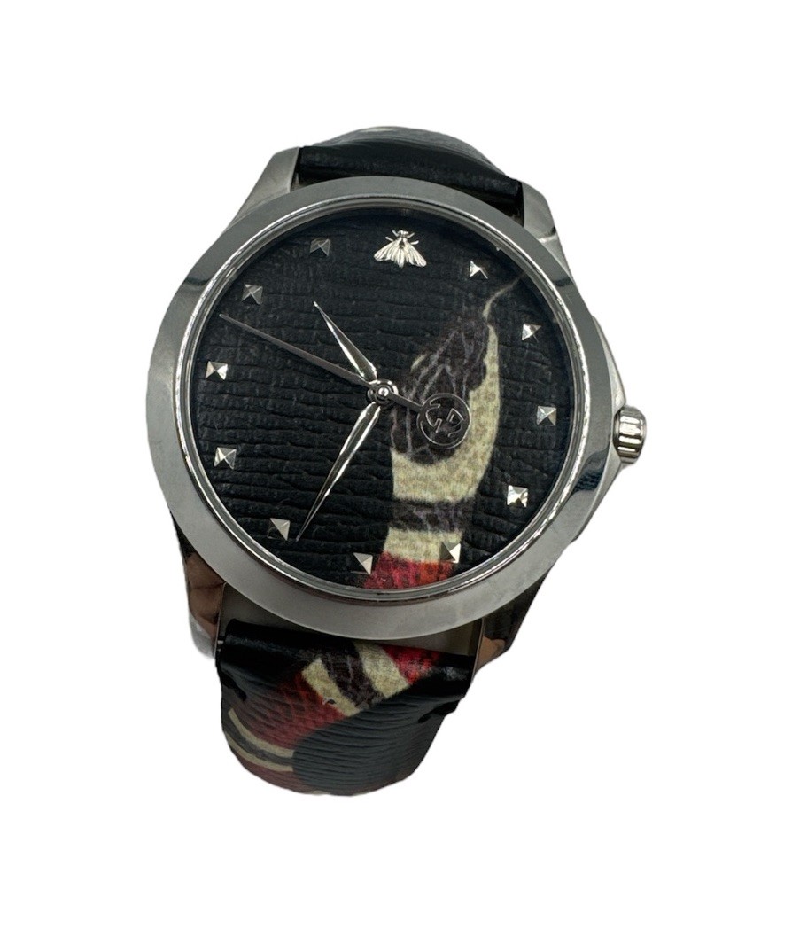 Gucci G-Timeless Watch 126.4 | Snake Design | Black Dial  display picture 3