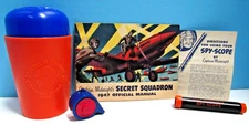 RARE CAPTAIN MIDNIGHT 1947 MANUAL, SPY-SCOPE, WHISTLE, SHAKE-UP MUG, & PAMPHLET