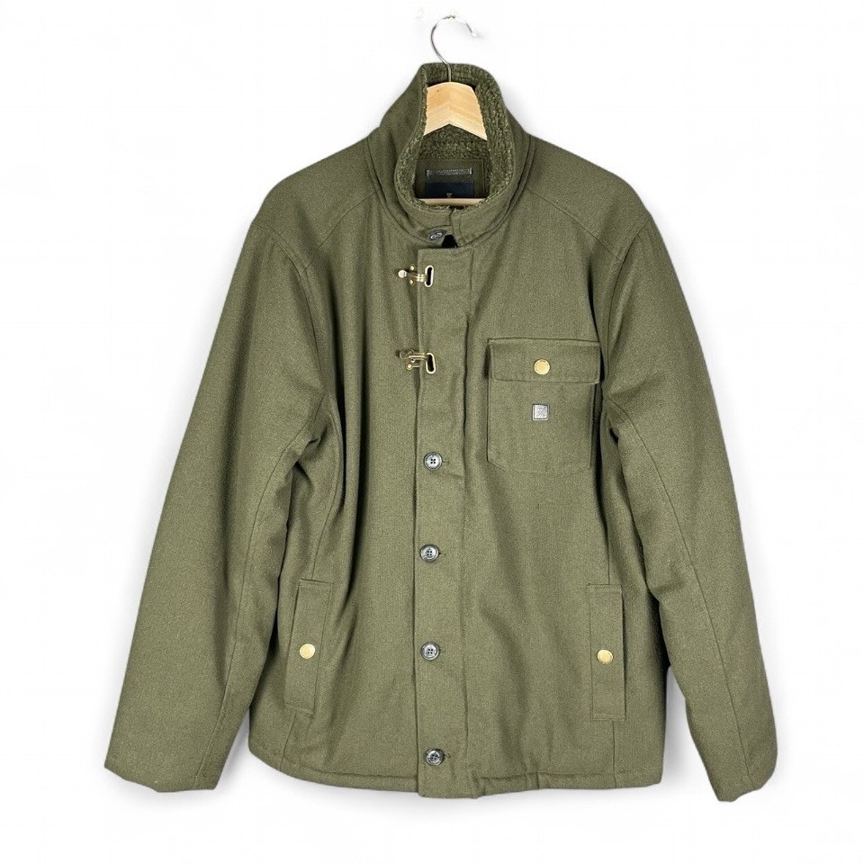 Roark Men's Large Green Axeman Jacket Wool Blend Sherpa Lined Winter Coat Casual