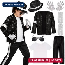 Kids Dance Star Costume for Boys 80s 90s Pop Stage Outfits for Halloween