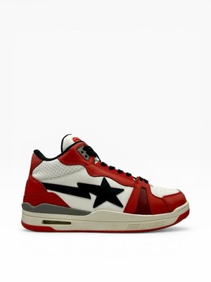 BAPE Sta Clutch Red White Black Sneakers Size 13 Excellent w/ Box, Dust Bag