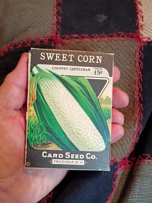 Vintage Advertising Card Seed Co Seed Box ''Sweet Corn Country Gentleman'' Litho