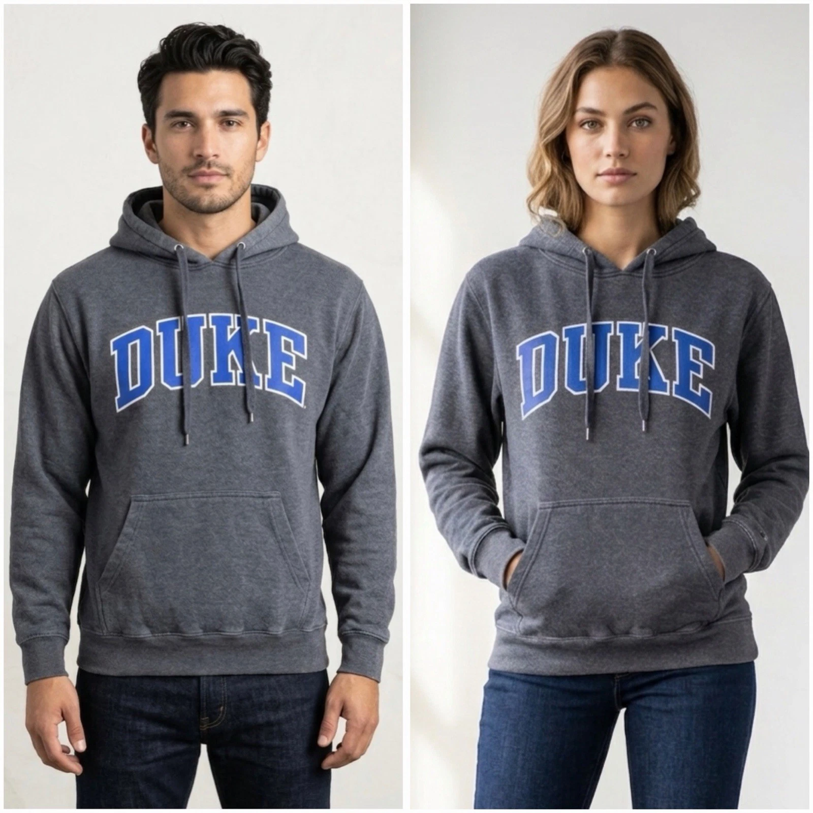 Duke University Hoodie Mens Small Gray TRT Classics Arch Logo Spellout Fleece