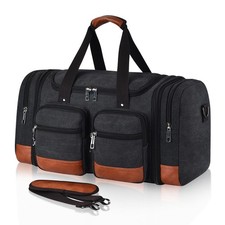 Canvas Duffle Bag For Travel, 50L Expandable Carry on Overnight Travel Duffel...