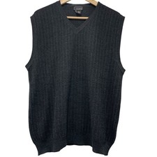 Cezani Sweater Vest L Dark Gray Merino Wool Mens V-Neck Italy