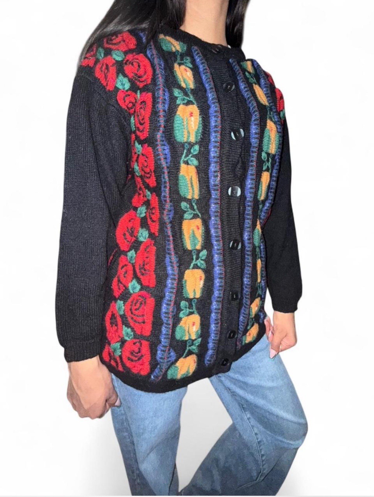 Tulchan Vintage Pullover Cardigan Sweater. 100percent Wool. Size S/M