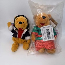 Disney Winnie the Pooh Plush Bean Bag Lot of 2 Vintage Pilot Pooh Collectible