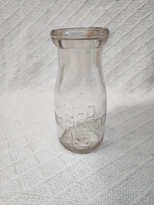 Antique J-D Biggin & Son Co Sharon, PA Half Pint Cream Embossed Jar