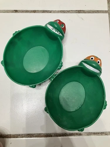 1990 VTG Teenage Mutant Ninja Turtles Cereal Bowls Lot of 2 Michaelangelo TMNT