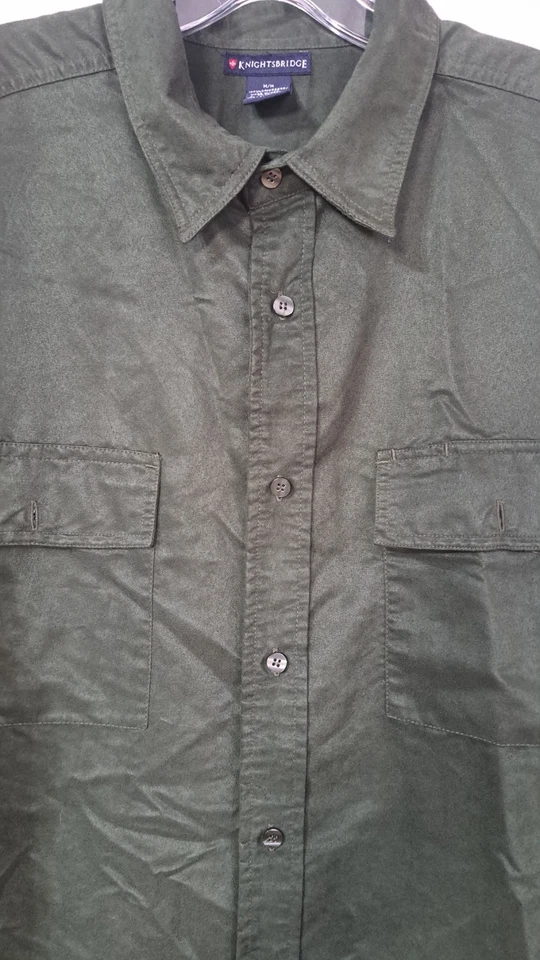 Hombres Knightbridge Verde Oscuro Manga Larga Gamuza Abotonada Talla M Foto 4 de 4