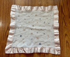 Aden  AND Anais Essentials Star Pink Lovey Security Blanket Satin Edge 14"x 14"