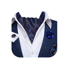 DiBanGu Blue Ascot Ties for Men Silk Woven Cravat Ascot Pocket Square Cufflin...
