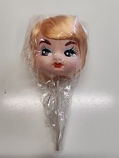 Vintage 1960s Doll Head Pick MCM Kitsch Crafts Short Blonde Hair New Unopened