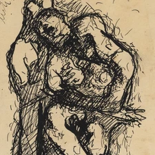 Unknown Rape Drawing Expressionism Ink Unsigned Circa 1920