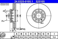 2X ATE Bremsscheibe 24.0325-0105.1 FüR Audi Seat Skoda