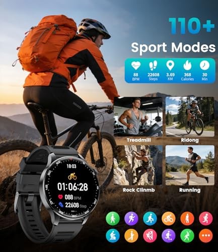 1.7" Large HD Screen Smart Watch for Men with Bluetooth Call, 100+ Sport EF25-C - Picture 6 of 7