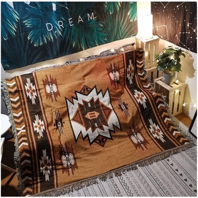 Elegant Aztec Throw Blanket - Reversible Bohemian Design for Cozy Living Spaces