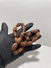 ANTIQUE CHINESE HEDIAO CARVED NUT BEAD LONG