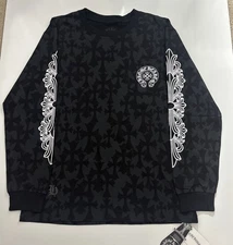 Chrome Hearts Men's Long Sleeve T-Shirt Black and White Size M