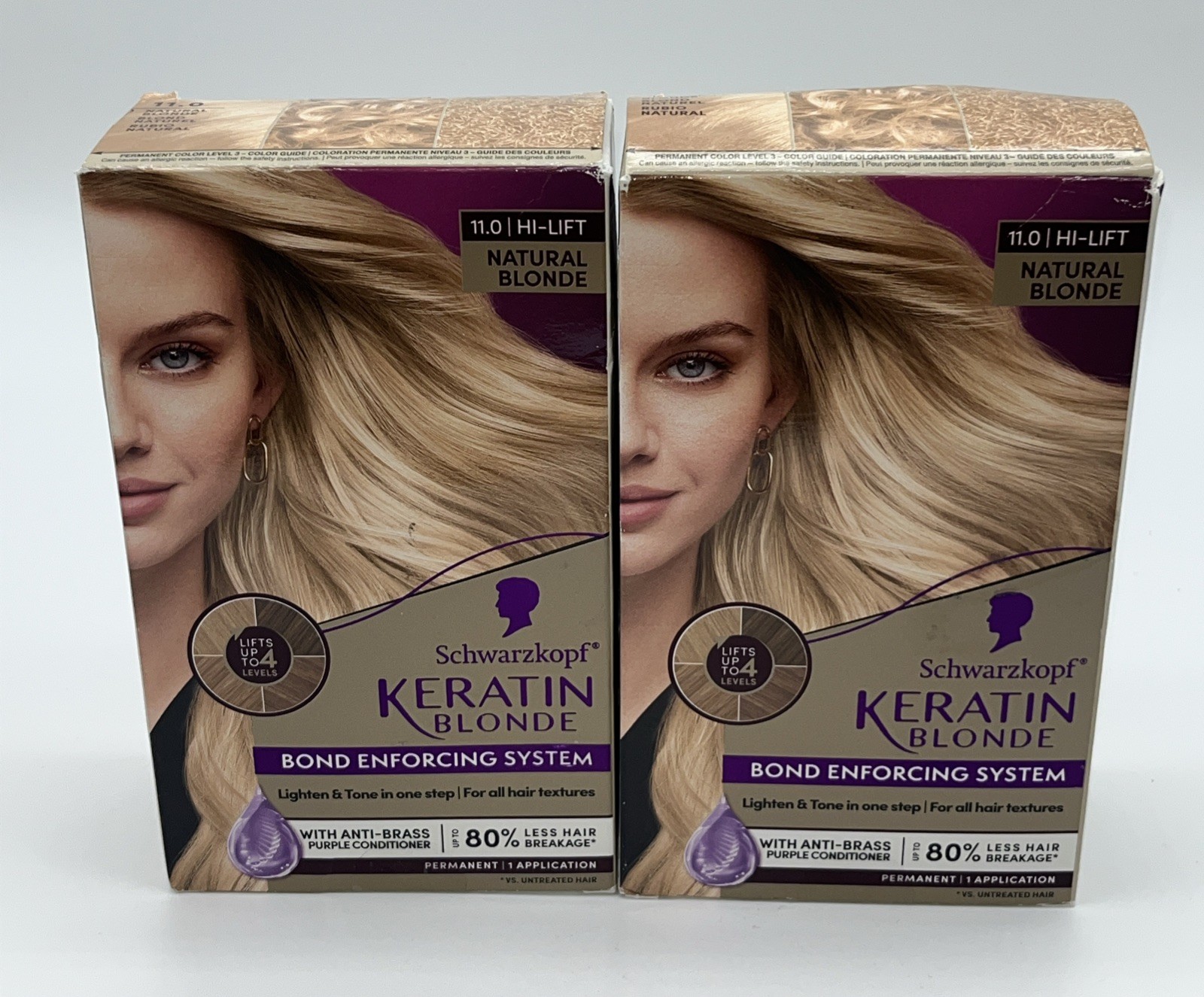 2 pk Schwarzkopf Keratin Blonde Bond Enforcing System 11.0Hi-Lift Natural Blonde