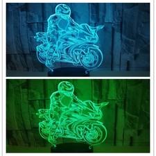 7 Color Changing 3D LED Motorcycle Night Light Desk Lamp Touch Room Decor Gift